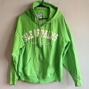 Vintage women's large Y2K-look green souvenir Isle of Palms SC full zip jacket